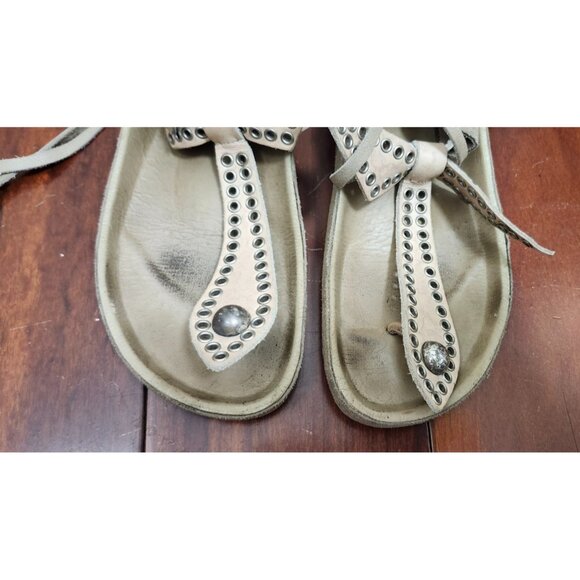 Isabel Marant Suede Studded LaceUp Sandals Women’s Sze 38 Leather Boho Gladiator - Picture 7 of 16